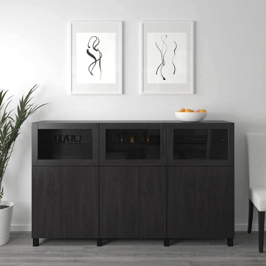 BESTÅ storage combination with doors, black-brown Lappviken/Sindvik ...