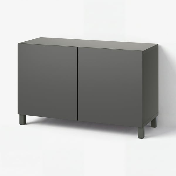 BESTÅ Storage combination with doors, dark grey/Lappviken/Stubbarp dark grey, 120x42x74 cm