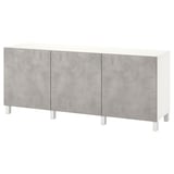 BESTÅ Storage combination with doors, white Kallviken/Stubbarp/light grey concrete effect, 180x42x74 cm