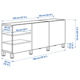 BESTÅ Storage combination with doors, white stained oak effect/Lappviken/Stubbarp white stained oak effect, 180x42x74 cm