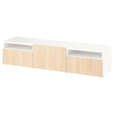 BESTÅ TV bench, white/Fänrik ash, 180x42x39 cm