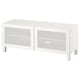 BESTÅ TV bench with doors, white/Mörtviken/Stubbarp white, 120x42x48 cm