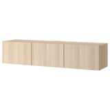 BESTÅ TV bench with doors, white stained oak effect/Lappviken white stained oak effect, 180x42x38 cm