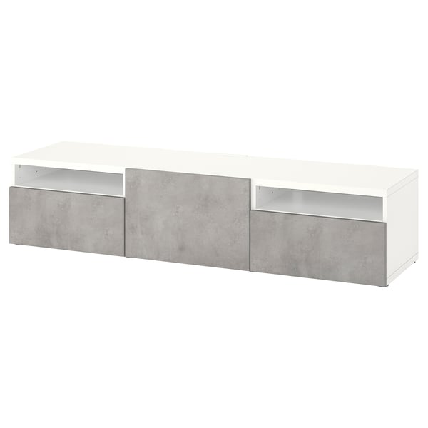 BESTÅ TV bench with drawers and door, white/Kallviken light grey, 180x42x39 cm