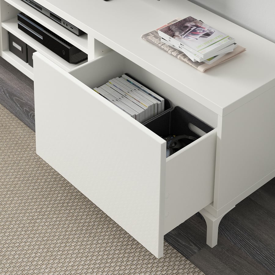 BESTÅ TV bench with drawers white/Selsviken highgloss/white IKEA