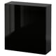 Black glossy square cabinet, modern design, perfect for storage.