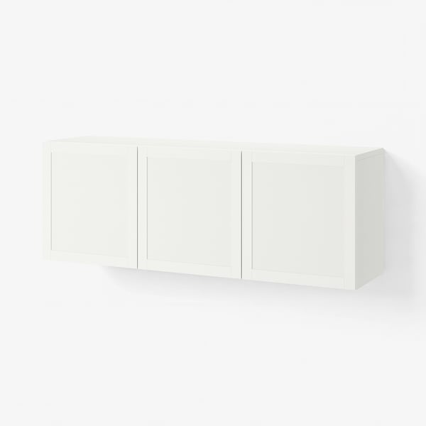 BESTÅ Wall-mounted cabinet combination, white/Hanviken white, 180x42x64 cm