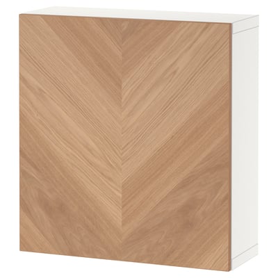 BESTÅ storage unit - white & wood grain, square-shaped, modern design.