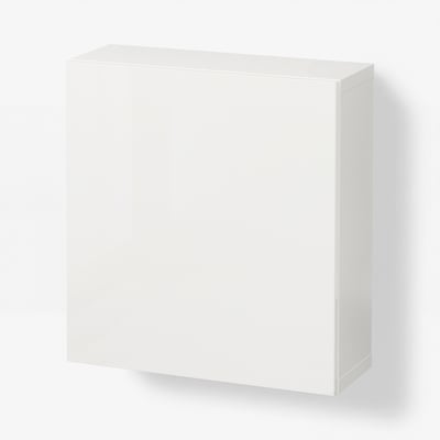 BESTÅ Wall-mounted cabinet combination, white/Selsviken high-gloss/white, 60x22x64 cm