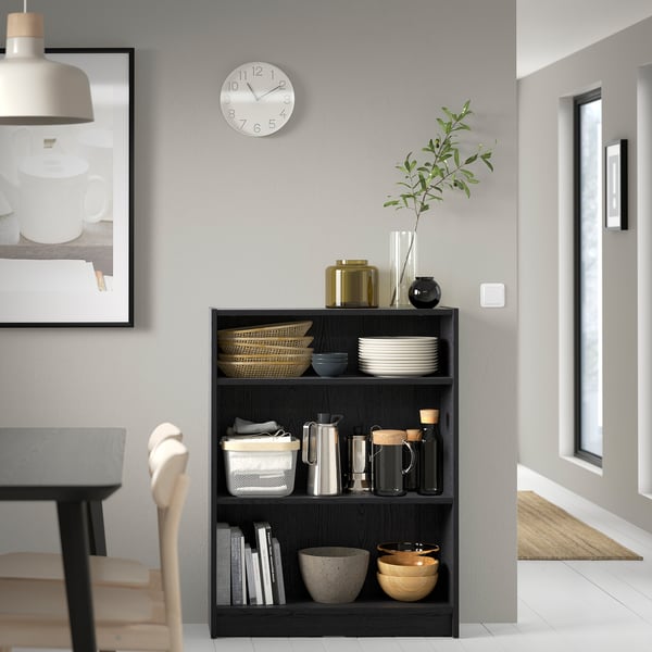 BILLY Bookcase, black oak effect, 80x28x106 cm IKEA