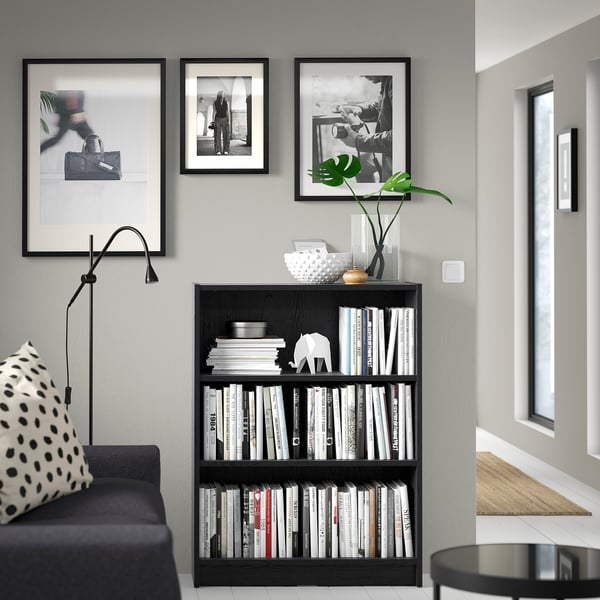 BILLY Bookcase, black oak effect, 80x28x106 cm IKEA