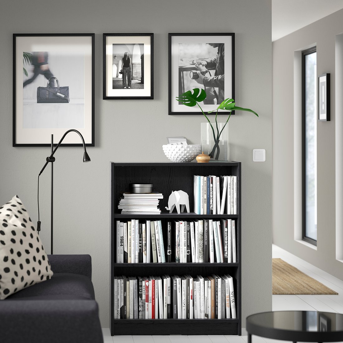 BILLY Bookcase, black oak effect, 80x28x106 cm IKEA