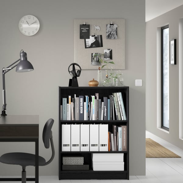 BILLY Bookcase, black oak effect, 80x28x106 cm IKEA