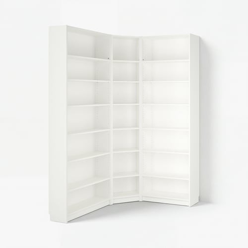 BILLY Bookcase corner comb w ext units, white, 136/136x28x237 cm