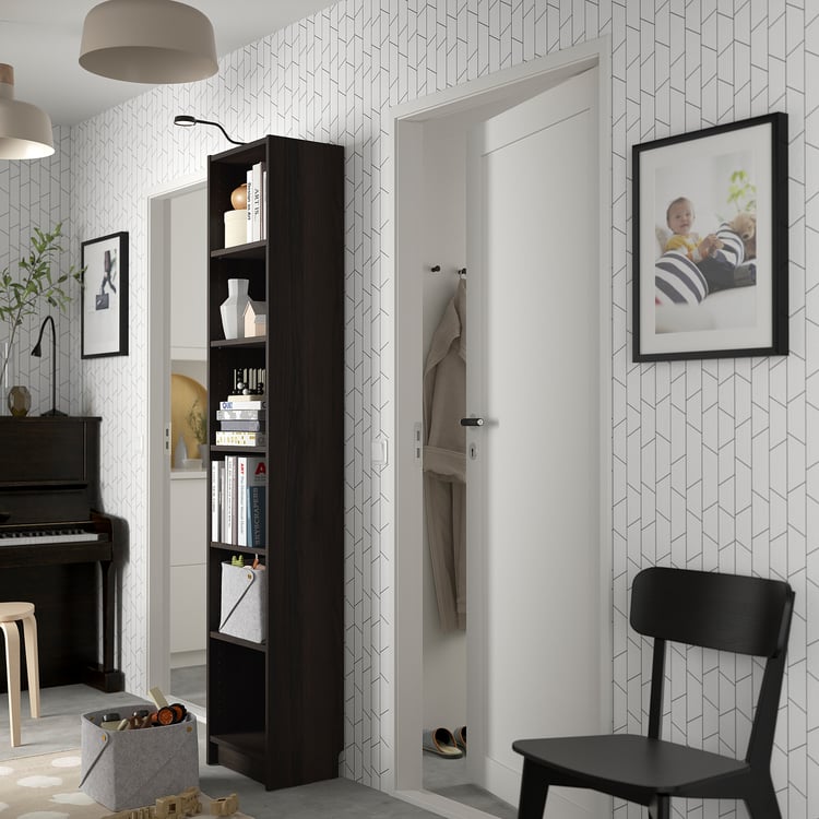 BILLY bookcase, dark brown oak effect, 40x28x202 cm IKEA