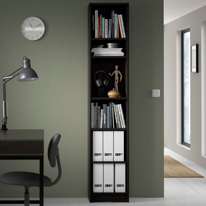 BILLY Bookcase, dark brown oak effect, 40x28x202 cm IKEA