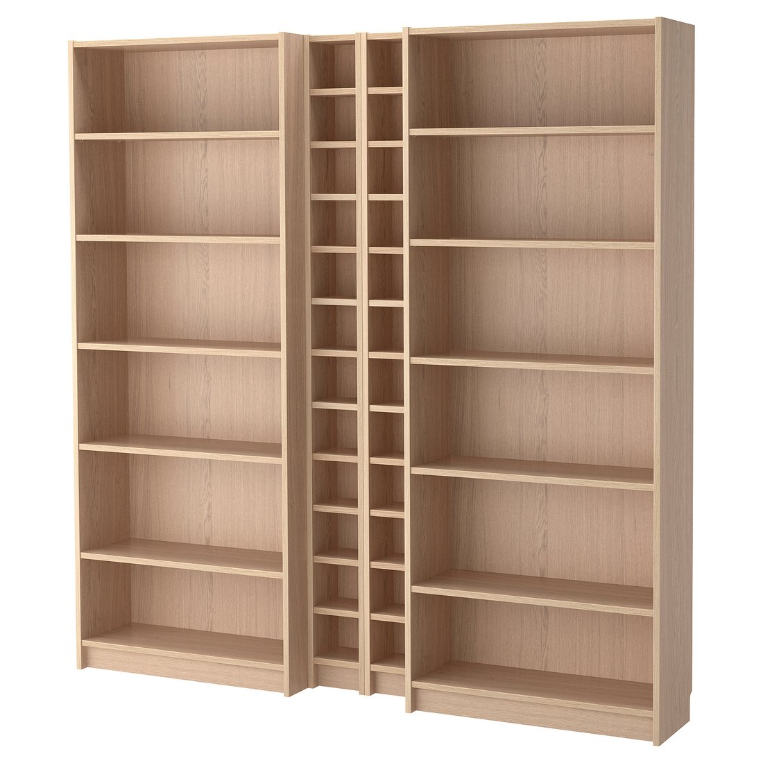 BILLY / GNEDBY Bookcase, white stained oak veneer, 200x28x202 cm IKEA