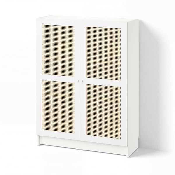 BILLY / HÖGADAL Bookcase with doors, white, 80x30x106 cm