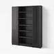 BILLY / HÖGBO Bookcase combination w glass doors, black oak effect, 160x202 cm