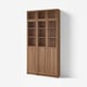 BILLY / OXBERG Bookcase w hght ext ut/pnl/glss drs, brown walnut effect/clear glass, 120x30x237 cm