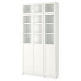 BILLY / OXBERG Bookcase w hght ext ut/pnl/glss drs, white/glass, 120x30x237 cm