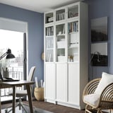 BILLY / OXBERG Bookcase w hght ext ut/pnl/glss drs, white/glass, 120x30x237 cm