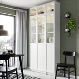 BILLY / OXBERG Bookcase w hght ext ut/pnl/glss drs, white/glass, 120x30x237 cm