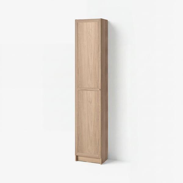 BILLY / OXBERG Bookcase with door, oak effect, 40x30x202 cm