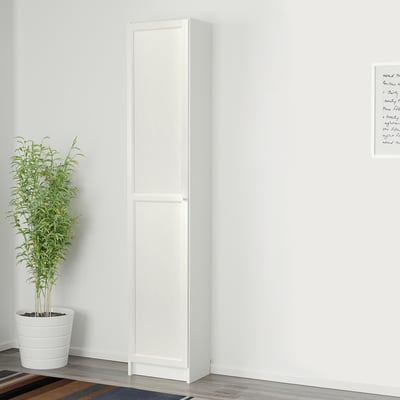 BILLY / OXBERG Bookcase with door, white, 40x30x202 cm