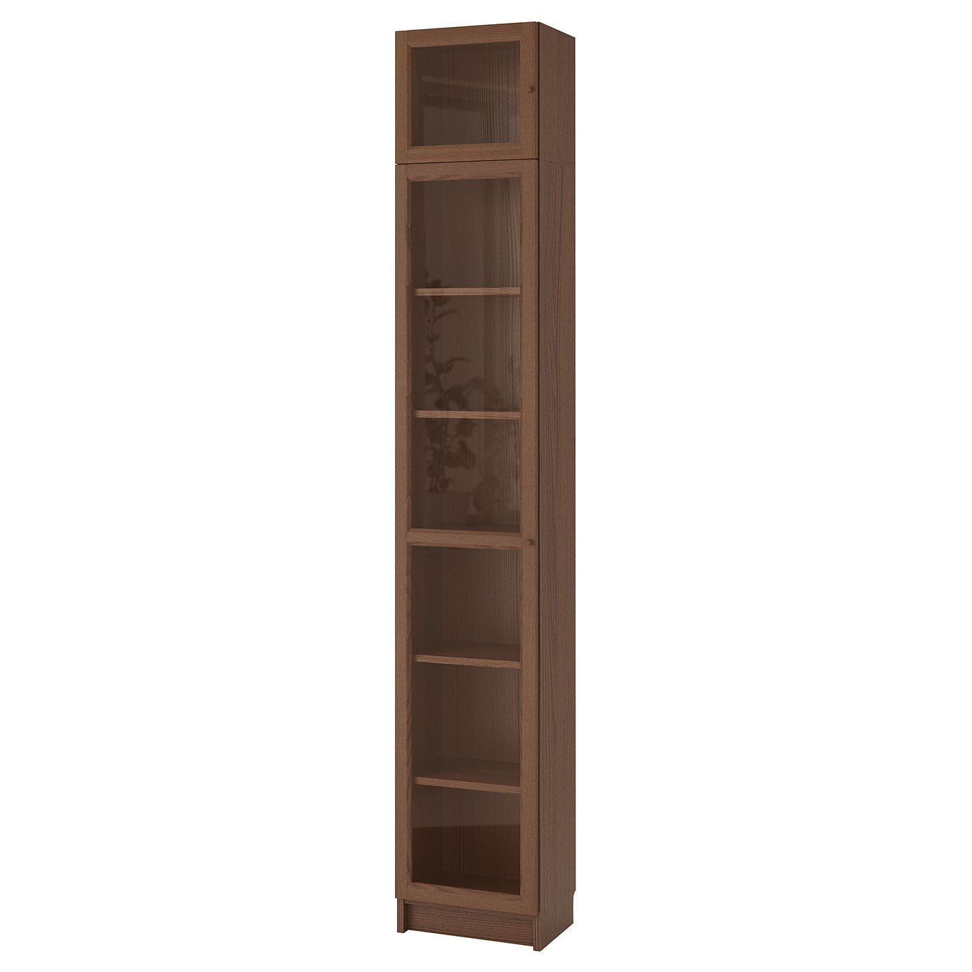 BILLY / OXBERG Bookcase with glass door, brown ash veneer, glass, 40x30x237 cm IKEA
