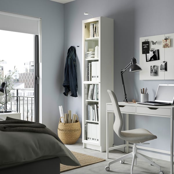 BILLY / OXBERG Bookcase with glass door, white/glass, 40x30x202 cm