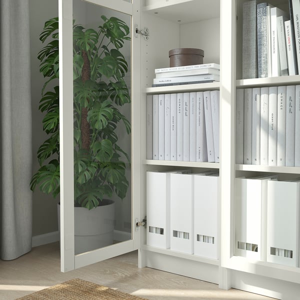 BILLY / OXBERG Bookcase with glass doors, white, 120x30x202 cm
