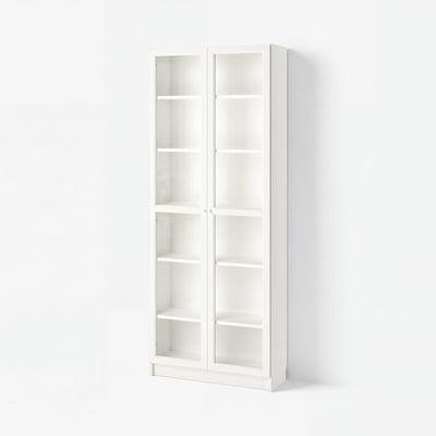 BILLY / OXBERG Bookcase with glass doors, white, 80x30x202 cm