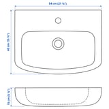 BJÖRKÅN Wash-basin with water trap, white, 54x40 cm