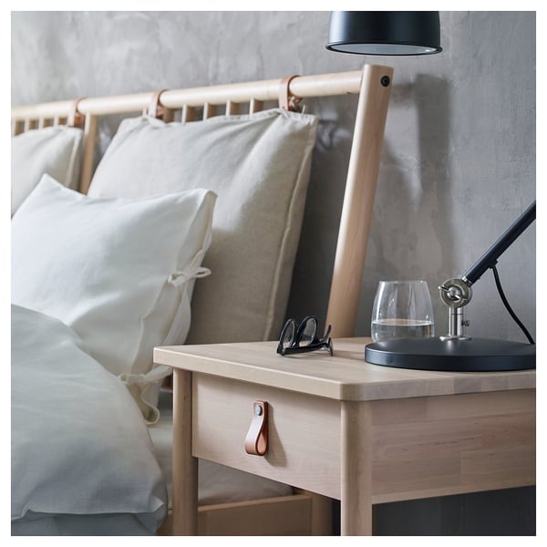 BJÖRKSNÄS Bedside table, birch, 48x38 cm