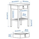 BJÖRKSNÄS Bedside table, birch, 48x38 cm