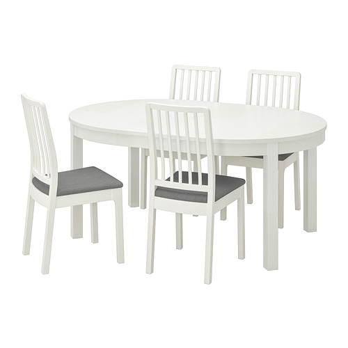 Bjursta Ekedalen Table And 4 Chairs White Orrsta Light Grey