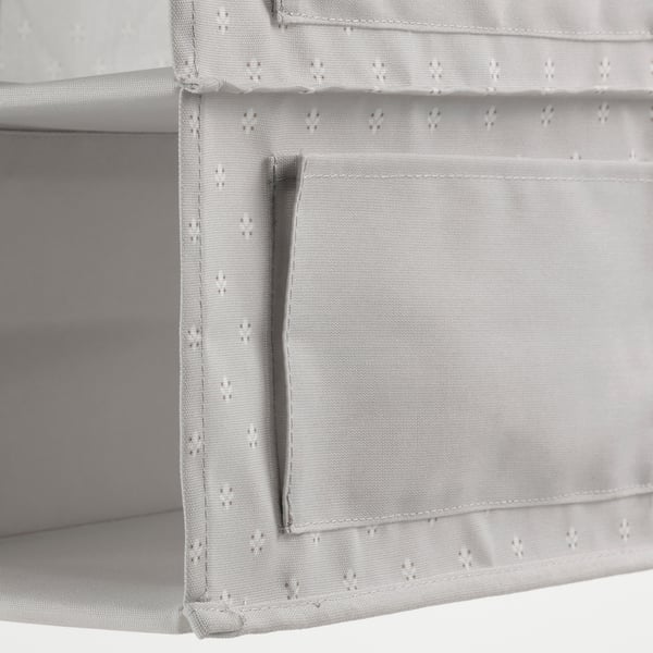 BLÄDDRARE Hanging storage with 7 compartments, grey/patterned, 30x30x90 cm