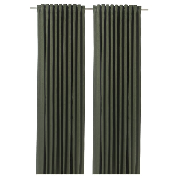 BLÅHUVA Block-out curtains, 1 pair, green, 145x250 cm - IKEA