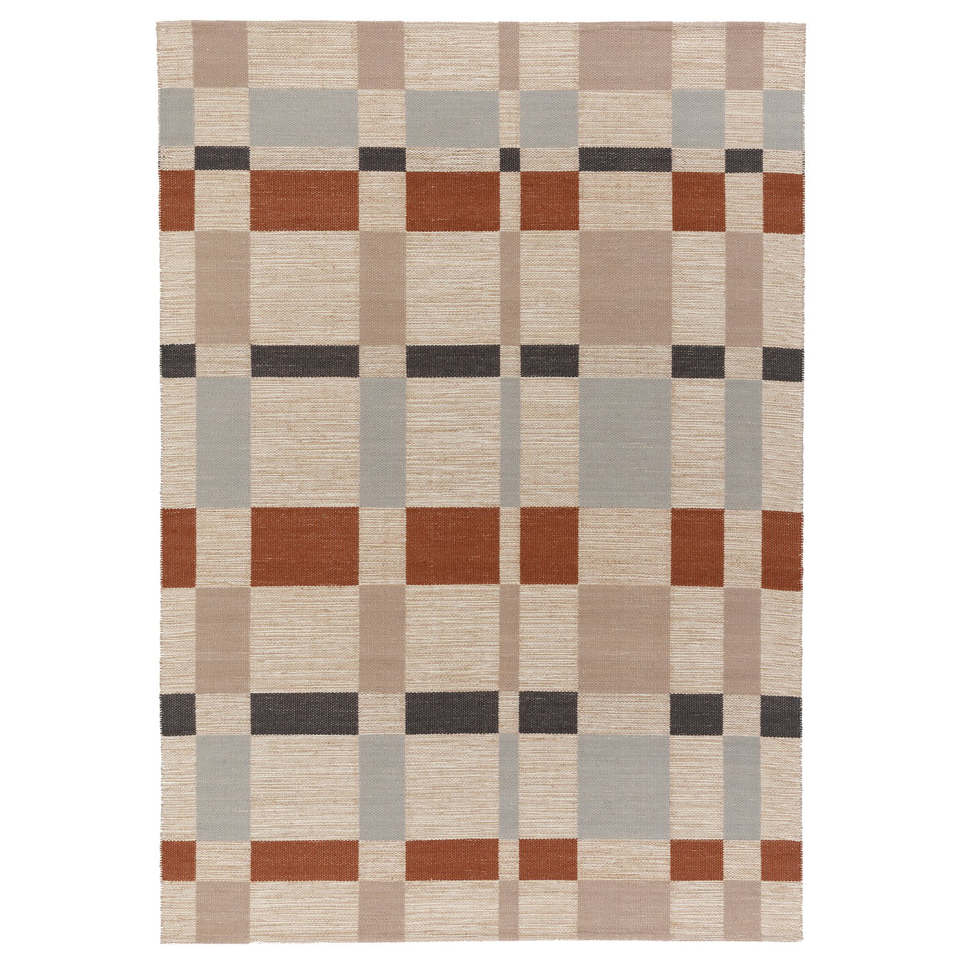 BLÅLJUS Rug, flatwoven - handwoven natural/grey/brown check 170x240 cm