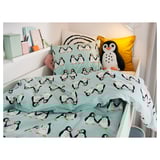 BLÅVINGAD Duvet cover and pillowcase, penguin pattern/light turquoise, 150x200/50x80 cm