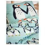 BLÅVINGAD Duvet cover and pillowcase, penguin pattern/light turquoise, 150x200/50x80 cm