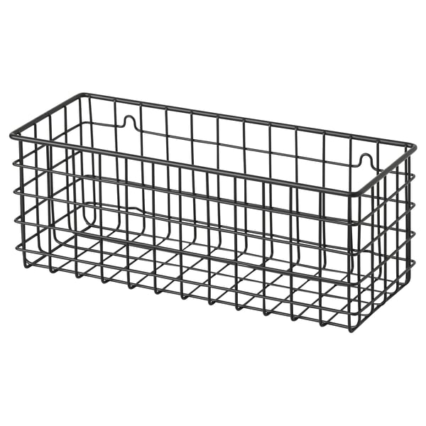 BLECKSJÖN Wall basket, black, 31x12x12 cm