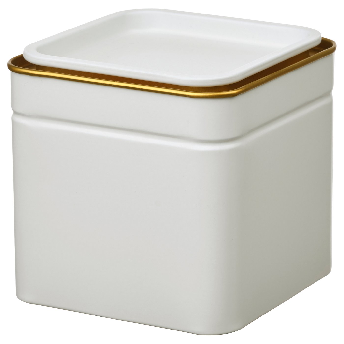 BLOMNING Tin with lid - off-white for coffee/tea 10x10x10 cm