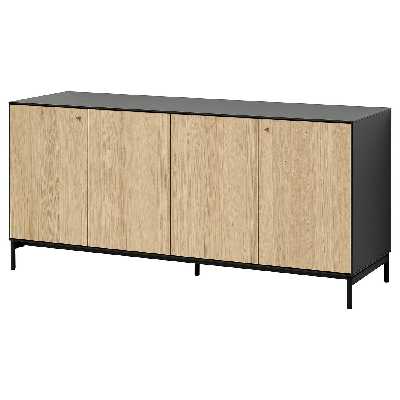 BOASTAD Sideboard - black/oak veneer 161x52x75 cm