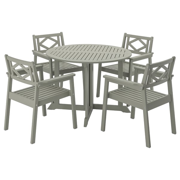Bondholmen Table 4 Chairs W Armrests Outdoor Grey Stained Ikea