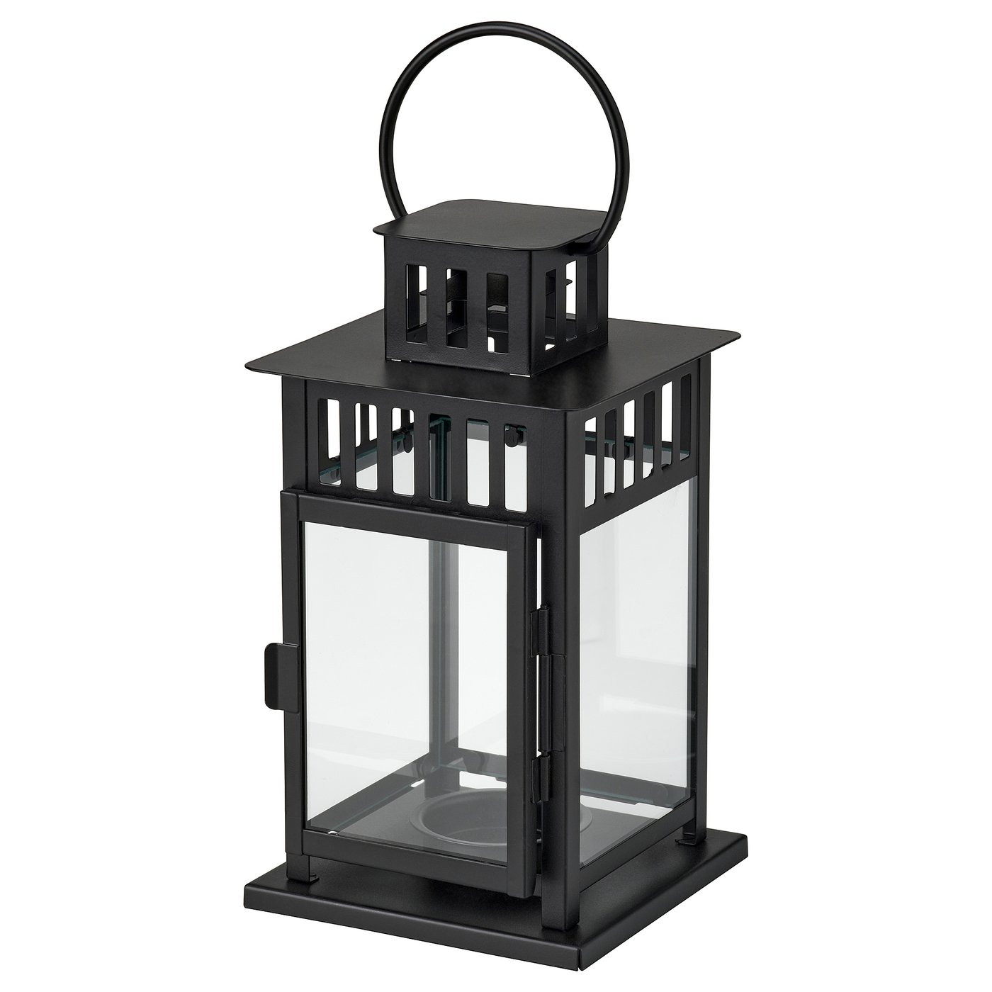 BORRBY Lantern for block candle - in/outdoor black 28 cm