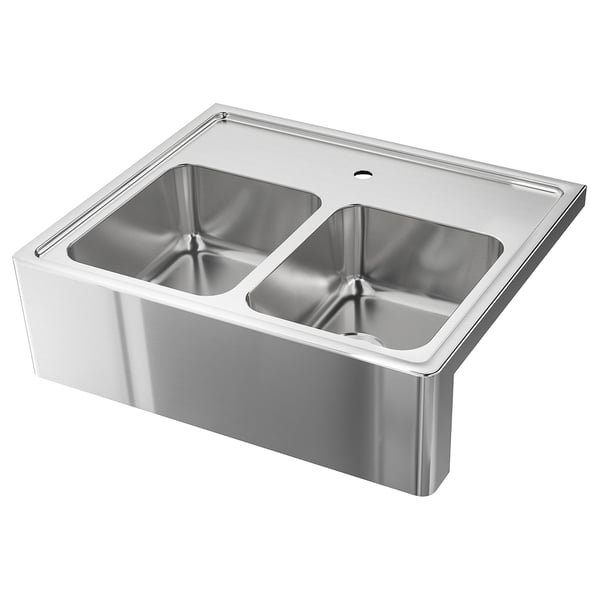 BREDSJÖN Sink bowl, 2 bowls w visible front, stainless steel, 80x69 cm IKEA