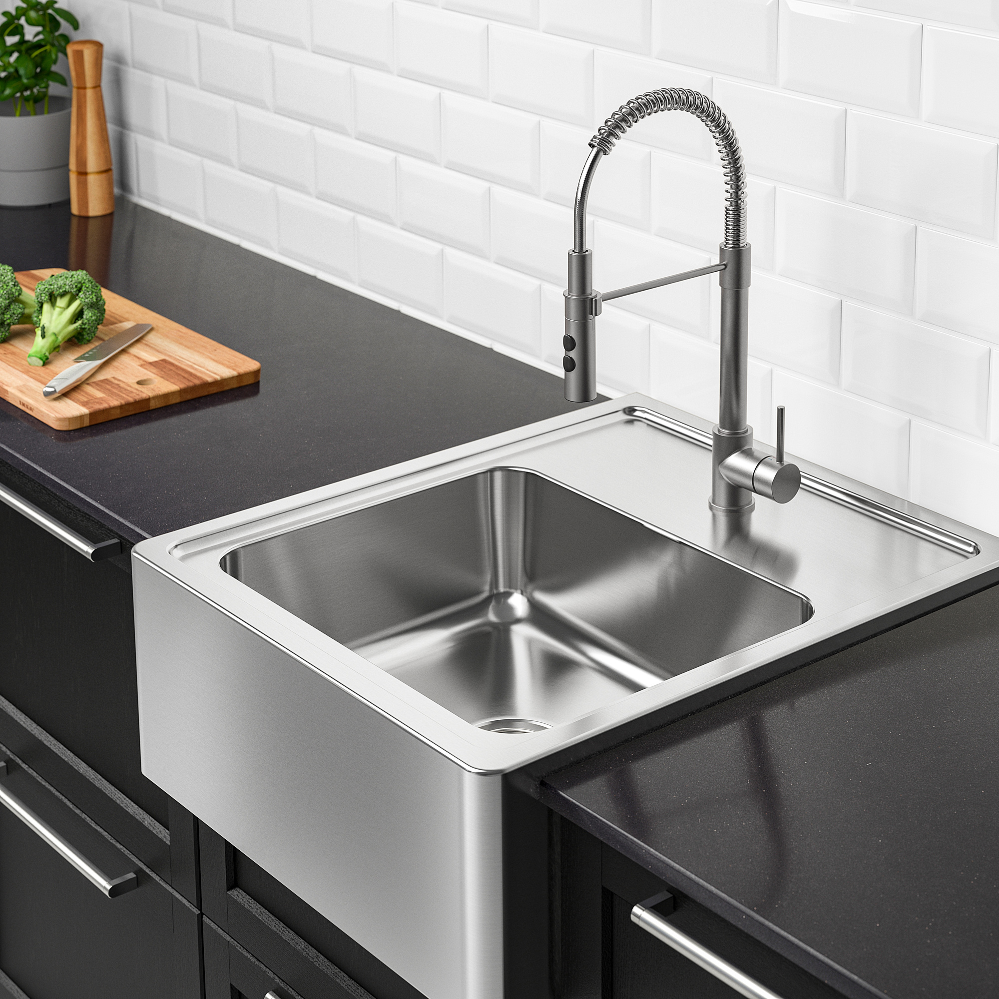 BREDSJÖN Sink bowl w visible front, stainless steel - IKEA