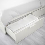 BRIMNES Bed frame with storage, white/Luröy, Double